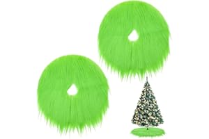 Mini Tree Skirt, Mini Christmas Tree Skirts, 15 in Green Tree Skirt, 2 PCS Small Felt Round Carpet for Party Home Christmas D