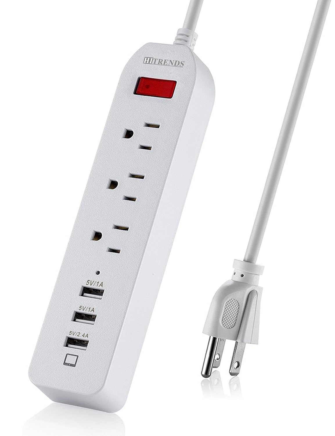 Power Strip 3 AC Outlets with 3 USB Charging Ports Extension Cord 1250W