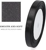 G2PLUS Black Satin Ribbon 10mm 22m Gift Wrap Decor Crafting Halloween view 3