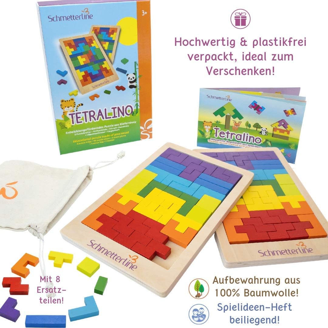 SCHMETTERLINE® Set of 2 wooden puzzles for children from 3 years, Montessori wooden toys to develop intelligence - Image 4