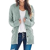 MEROKEETY Women's 2025 Fall Long Sleeve Cable Knit Sweater Open Front Cardigan Button Loose Outerwear