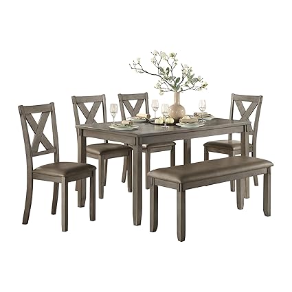 Homelegance Holders 6 Piece Pack Dinette Set Gray