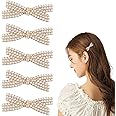 5 Pcs Pearl Bow Hair Clips Duckbill Hair Claw Clips Gold Metal Hair Clip Elegant Cute Hair Pins Hair Accessories Headwear Styling Tools Gifts for Little Girls Women
