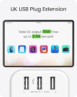 LENCENT 3 Way Plug Extension Socket with 3 USB Ports 13A 3250W UK view 5