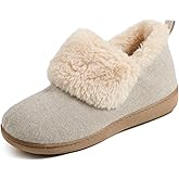 ULTRAIDEAS Women's Memory Foam House Shoes with Fuzzy Collar, Fur Lined Warm Bootie Slippers with Non Slip Sole for Indoor