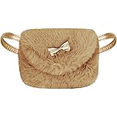 Little Girls Small Purse Cute Bowknot Princess Handbag Travel Coin Cell Phone Holder Wallet Kids Toddler Faux Fur Mini Crossbody Purse Shoulder Messenger Bag Xmas Birthday Gift for Girls Age 1-10yrs