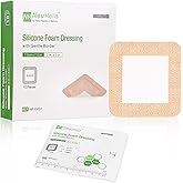 NeuHeils Silicone Adhesive Foam Dressing with Gentle Border 3''x3'' for Bed Sore, 10 Packs, High Absorbency Waterproof Silicone Wound Bandage for Foot Diabetic Ulcer