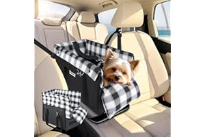 Center Console Dog Car Seat, Detachable and Washable Inner Lining Dog Car Seat Anti-Collapse Small Dog Pet Car Seat with Safe
