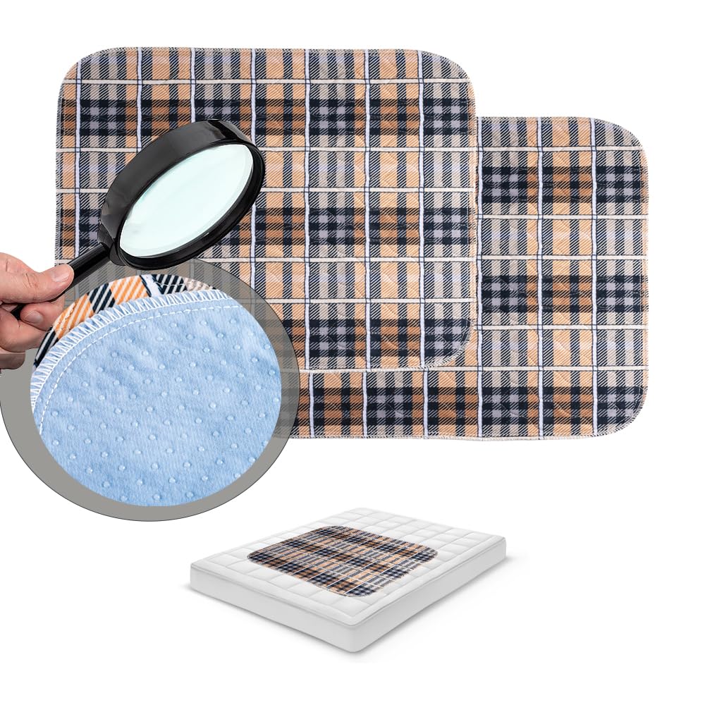 HUNAIGEE Waterproof Bed Pads for Incontinence Plaid Washable Adult Underpads Reusable Heavy Absorbent Bed Chucks Pads Seat Protector Pads for Elderly Kids Pets 32"X36"(2Pack)