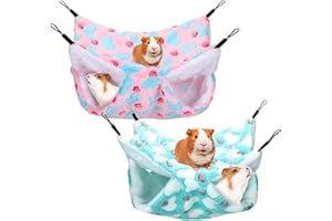 FYHJTRT 2PCS Ferret Rat Hammock Set, Thick Plush Warm Hanging Tree Bed, Small Animal House Nest Sleeping Bag,Hidden cage Hamm