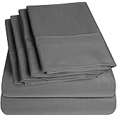King Size Bed Sheets - 6 Piece 1500 Supreme Collection Fine Brushed Microfiber Deep Pocket King Sheet Set Bedding - 2 Extra Pillow Cases, Great Value, King, Gray