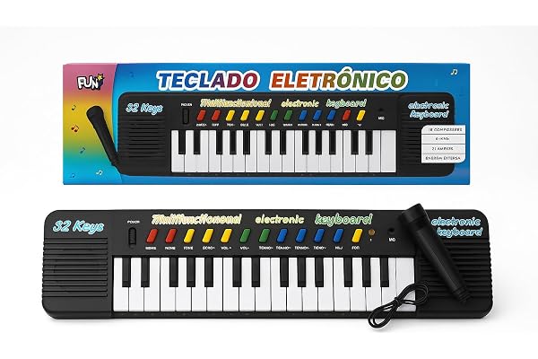 Piano Teclado Musical Infantil Microfone Karaoke 32 teclas Brinquedo Educativo