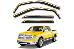 Deejecsun in-Channel Window Rain Guards Fit for Truck Dodge RAM 2009-2018 Crew Cab Mega Cab Extra Durable Window Deflectors Vent Visors Shades Car Accessories Visors Rain Guards