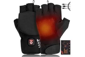 YONGGFTE Heated Gloves for Men Women, Rechargeable Full & Half Hands Electric Gloves Heated Fingerless Touchscreen Gloves Heated Winter Hand Warmer for Work Cycling Skiing Outdoor Snow