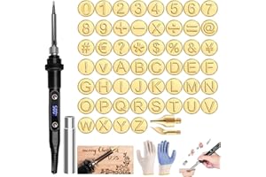 TKPTIY Hot Stamps Tool with Alphabet, 26 Letters Copper Mold —DIY Wood Burning/Carving Set, Wood Burning Tip Set, Burning Tip Copper Pyrography Work Mold for Wood Craft DIY Embossing Carving(56pcs)