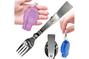 Acantha Foldable Fork and Spoon Set, Portable Folding Spoon and Fork Set with Two Plastic Storage Cases for Travel Camping Outdoors Picnic