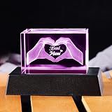 Ornalrist Crystal Best Mum 3D Heart Glass Night Light Gift view 1