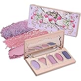 Flower Knows Violet Strawberry Rococo Eyeshadow Palette,Purple Pink Makeup Palette with 3 Matte + 2 Shimmer Shades,Blendable Smooth Cute Eye Makeup,0.21 Oz(Starmoon Strawberry)