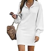 BTFBM Women Casual V Neck Knit Mini Fall Sweater Dresses Long Sleeve Loose Fit Solid Color Ribbed Pullover Jumper Sweaters