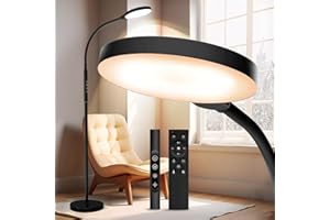 Aulaidik Light Therapy Lamp, 3 in 1 Therapy Floor Lighting, 11000 Lux Full Spectrum Therapy Lamps, UV-Free LED Sunlight, 10 Brightness/5Color/Gooseneck/Height Adjustable with Timer Control, Black