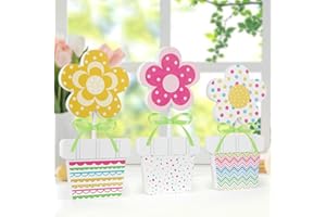 HEDEEY 3 Pcs Spring Tiered Tray Decorations Set Flowers Wood Table Signs Tabletop Farmhouse Spring Table Decor Hello Spring Decorations for Party Office Home Bedroom Kitchen (Flower)