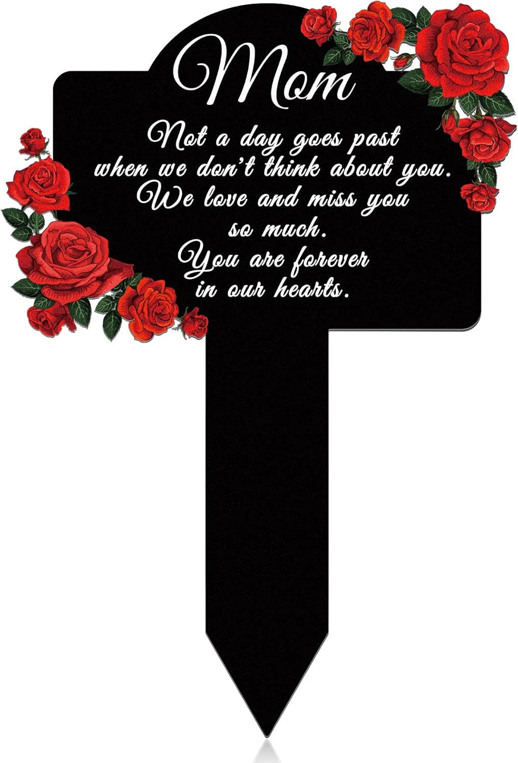 Decorative Garden Stakes - Geelin Memorial Stakes Grave Cemetery Decorations Metal Grave Plaque Markers Mom Plaques Sympathy Waterproof Garden Stake for Grave Yard