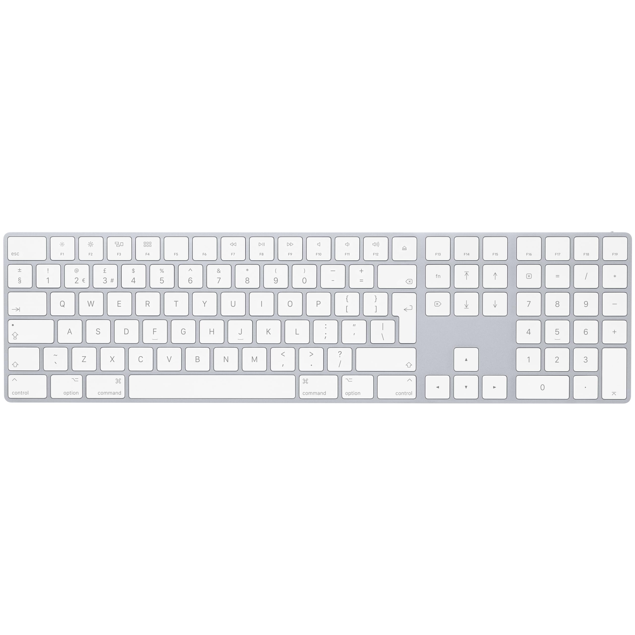 Apple Magic Keyboard With Numeric Keypad: Bluetooth®, Rechargeable. Works With Mac, Ipad Or Iphone; British English, Silver