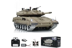 wheelfun 1/16 RC Tank IDF Military Merkava MK IV Metal Tracks Road Wheels Idlers Pro Edition Turret Rotation Smoking Generator for Adult Hobby BB Shooting Airsoft Tank That Shoot, US in Stock