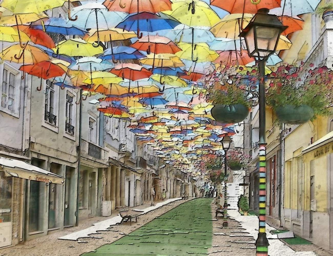 Paint by Numbers Kits"Many Umbrellas" Oil Painting by Numbers DIY Canvas Painting Acrylic Painting Kits for Adults Kids Arts Craft for Home Wall Decor
