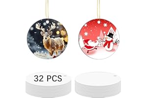 GEKIXUTP 32 pcs Metal Sublimation Ornament Blanks，Christmas Ornaments Sublimation Christmas Ornament Blanks for Christmas Tree Decor Blank Ornaments，DIY Handmade Crafts Double Sided Sublimation Ornaments
