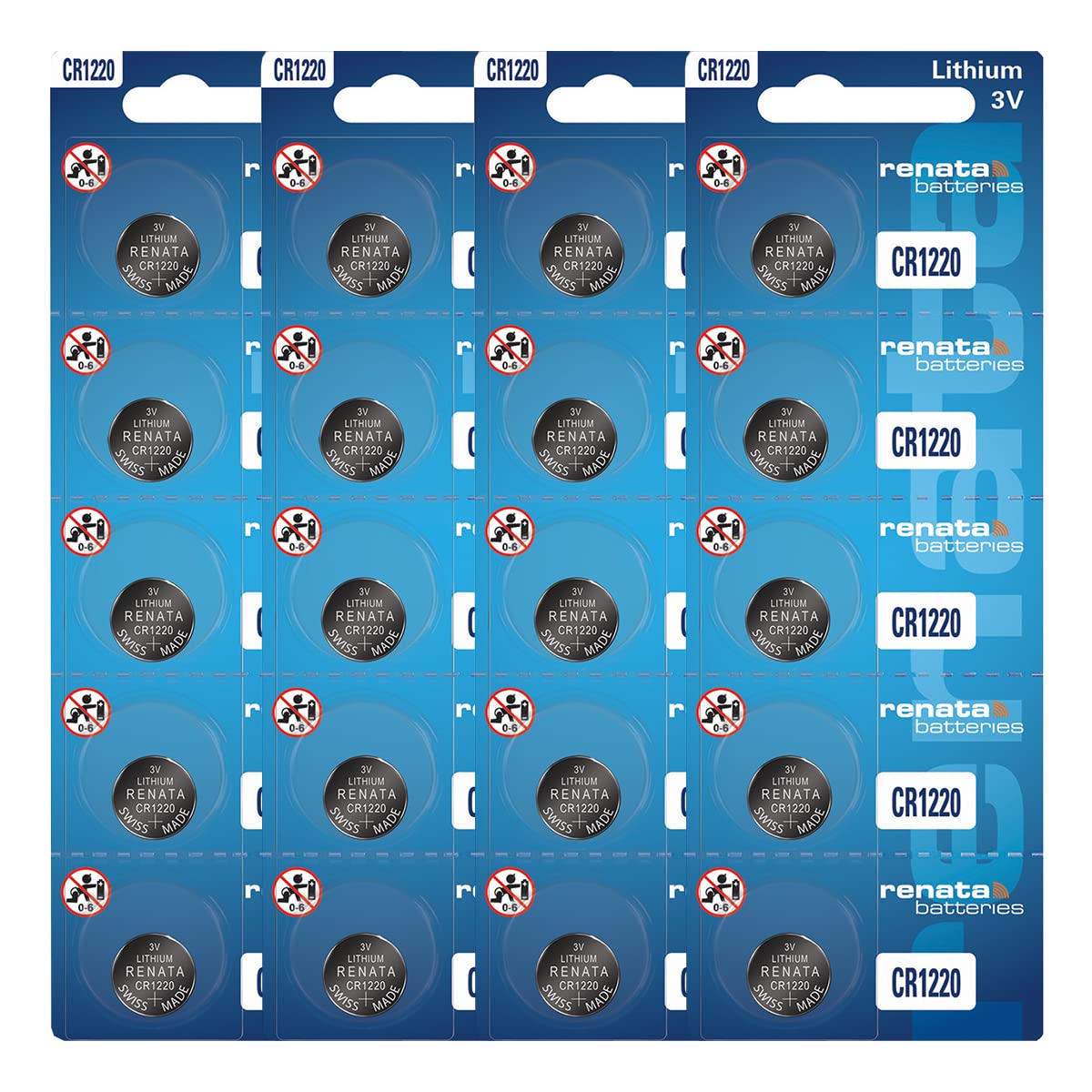 Renata CR1220 Batteries - 3V Lithium Coin Cell 1220