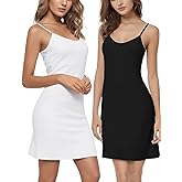 Buauty 2 Packs Slip Dress, Spaghetti Strap Dresses for Women, Cami Halter Neck Tank Plus Size Slips No Static