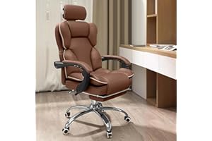 XUEGW Executive Office Chair,Ergonomic High Back Cushion Lumbar Back Support, Computer Chairs with Footrest and Lumbar Support PU Leather Office Reclining Chair,Brown