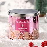 Winter Candles Gifts,Vanilla Scented Candles with 3 Wicks,Winter Candle,Holiday Christmas Home Decor,Natural Soy Wax,14 oz