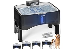 UPSKY 2.25Gal Elevated Dog Water Fountain, 4 Heights Adjustable Pet Fountain for All Dog Sizes, 304 Stainless Steel Tray Indoor Cat Drinking Dispenser with Ultra-Quiet Pump & 2 Replacement Filters