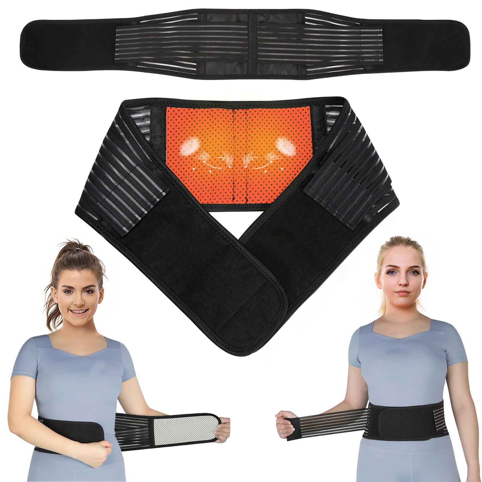 KkaFFe Back Support with Magnet, Tourmaline Magnetic Back Braces for Lower Back Pain Relief, Self Heating & Soothing Back Support Belt, Lumbar Support Belt for Herniated Disc/Sciatica (Small)