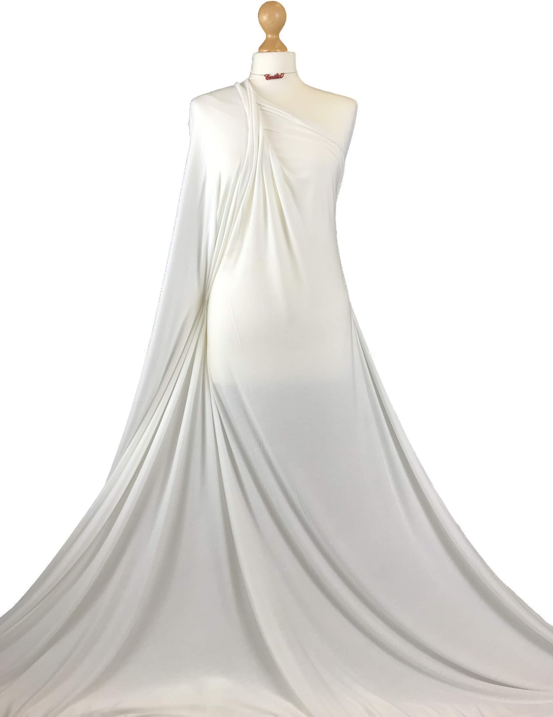 Premium Quality Viscose 4 Way Stretch Soft Jersey Fabric Rayon Material (Ivory, 8"X8" Sample) by FABRIQUES