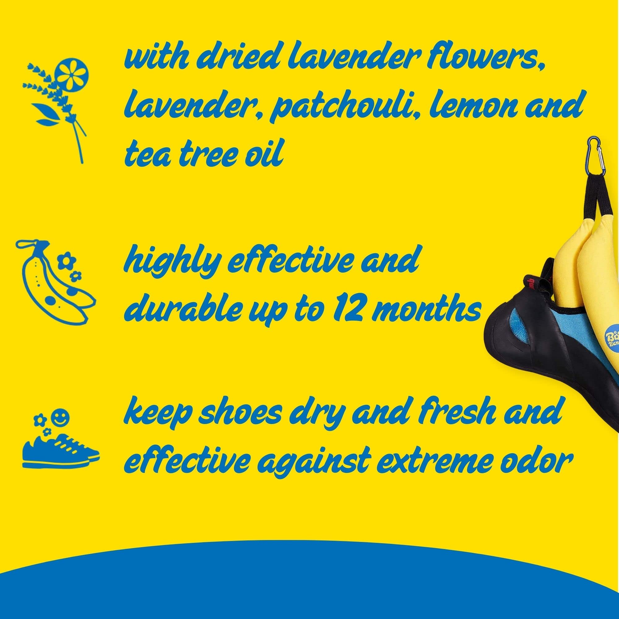 Boot Bananas Boot Bananas Original Shoe Deodorizer | Long-Lasting, Reusable Sports Shoe Deodorizer Odor Neutralizer & Air Purifier | Eco-Conscious | Lasts 6 to 12 Months | 1 Pair