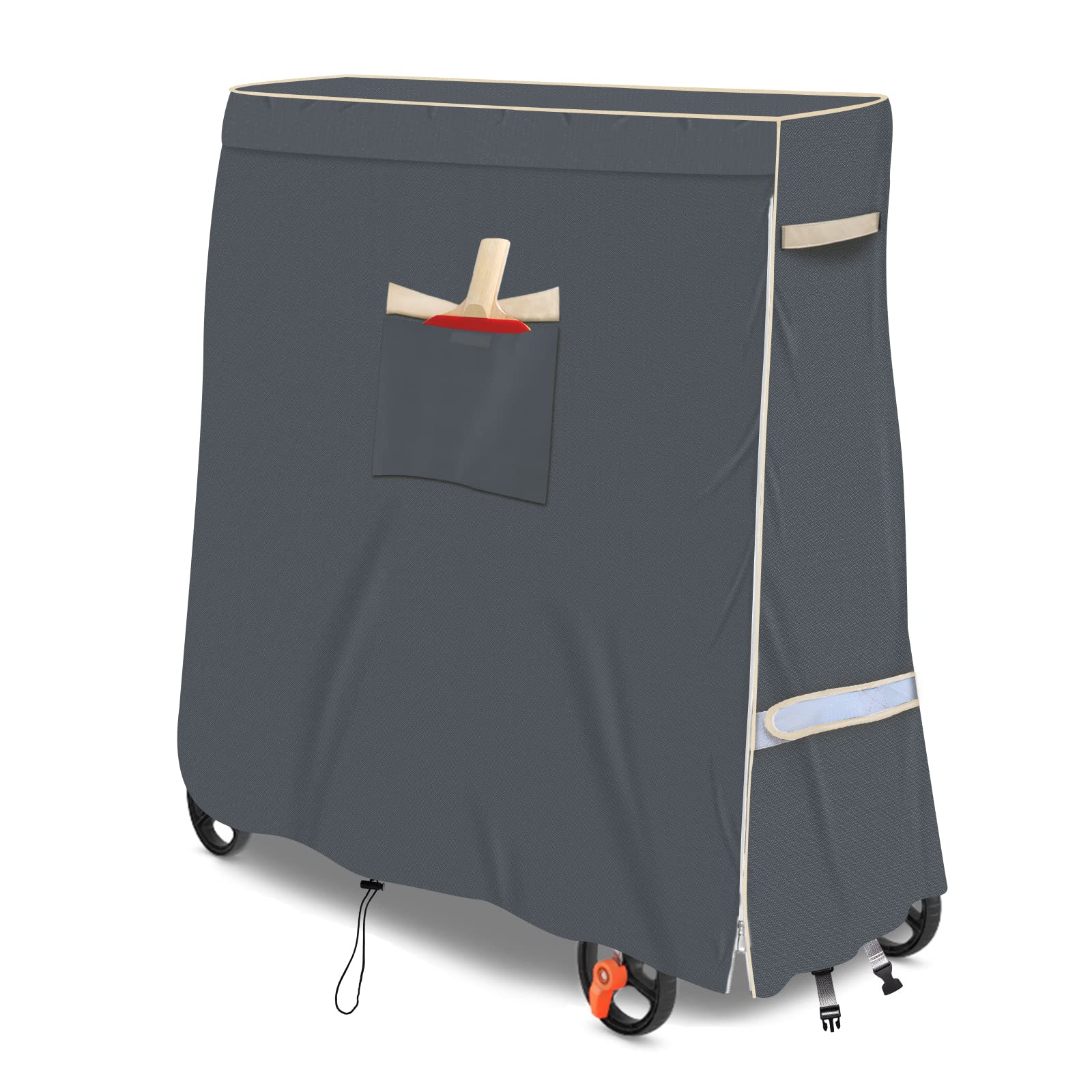 Photo 1 of Table Tennis Table Cover, 600d Waterproof Oxford Cloth General Edition 65x 28x 73 Inches, With Pocket And Zipper, grey