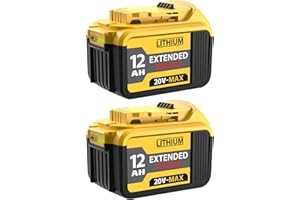 ETIKPOUON 2-Pack 12000mAh Replacement for Dewalt 20V MAX Battery, High-Capacity Lithium-Ion Battery Compatible with Dewalt DCB200 DCB201 DCB203 DCB204 DCB205 DCB206 DCB207 Series 20V Cordless Power Tools
