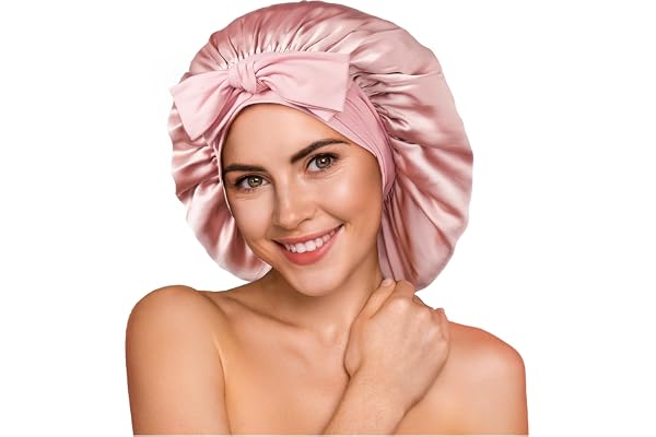YFONG 100% 22 Momme Mulberry Silk Bonnet for Sleeping Women, Larger Double Layer Silk Hair Bonnet for Sleeping, Sleep Bonnet