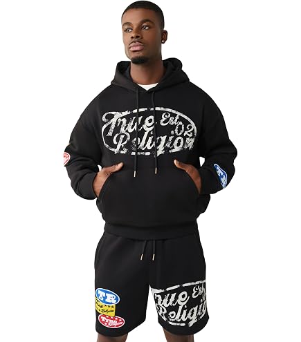 Amazon.com: True Religion Men's Patch Vintage Zip Up Hoodie | Dark