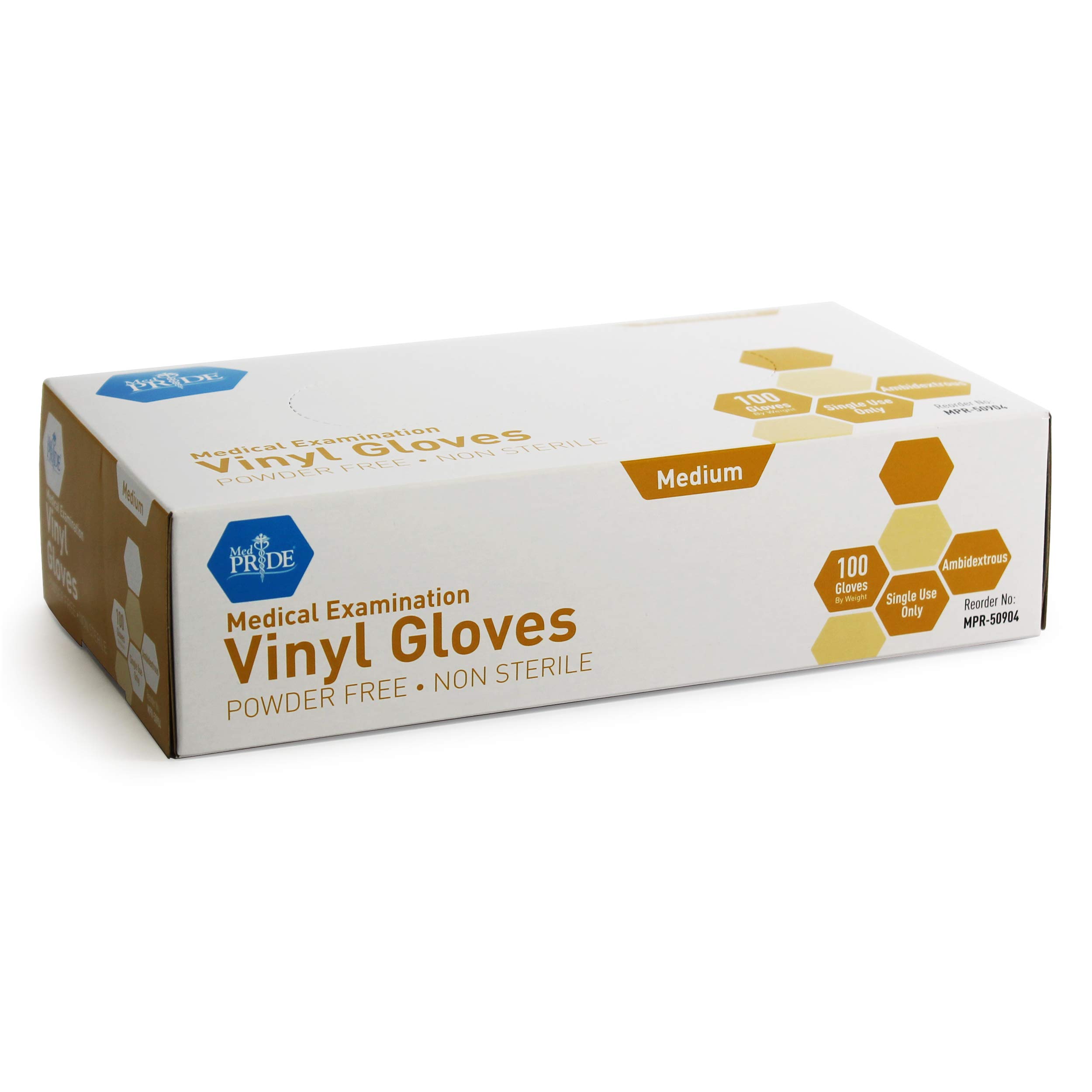 Medpride Medical Vinyl Examination Gloves (Medium, 1000-Count) Latex Free Rubber | Disposable, Ultra-Strong, Clear | Fluid, Blood, Exam, Healthcare, Food Handling Use | No Powder