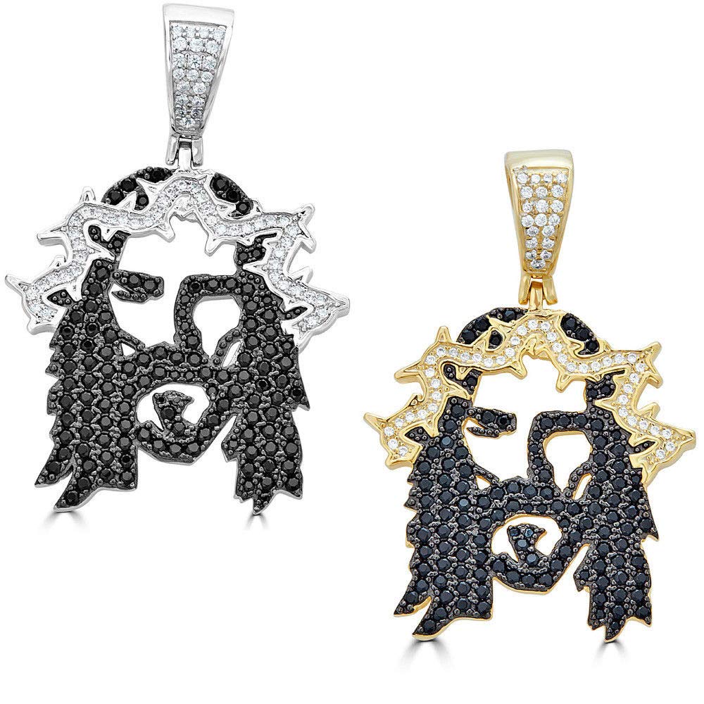 Harlembling Solid 925 Sterling Silver Iced Jesus Piece Pendant - Men's - Great for Any Chain! ICY Bl