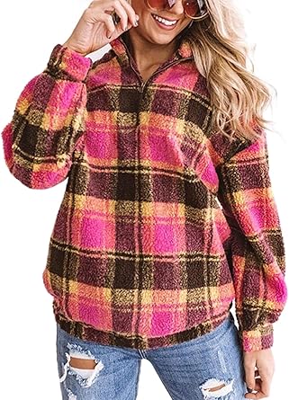 plaid fleece pullover