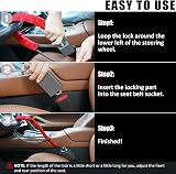 Tevlaphee Upgraded Steering Wheel Lock with Seat Belt Lock Red 3 Keys view 6