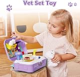 HERSITY Kids Vet Kit Dog Grooming Toy Playset 16 Pcs Carrier Backpack view 6