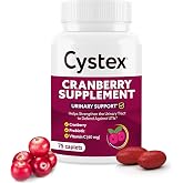 Cystex Cranberry Urinary Health Supplement, 75 Caplets | Probiotics, Prebiotics, &amp; Vitamin C for Urinary Tract &amp; Vaginal Support, pH &amp; Yeast Balance, Daily Use, Sugar-Free