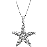 Honolulu Jewelry Company Sterling Silver Textured Starfish Ocean Sea Life Necklace Pendant with 18" Box Chain