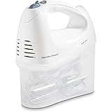 Hamilton Beach 6-Speed Electric Hand Mixer with Snap-On Storage Case, Wire Beaters, Whisk and Bowl Rest, 250W, White…